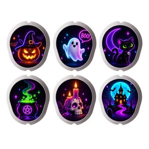 Set med 6 Dexcom G7 Sensor-klistermärken - Halloween Neon Minimal