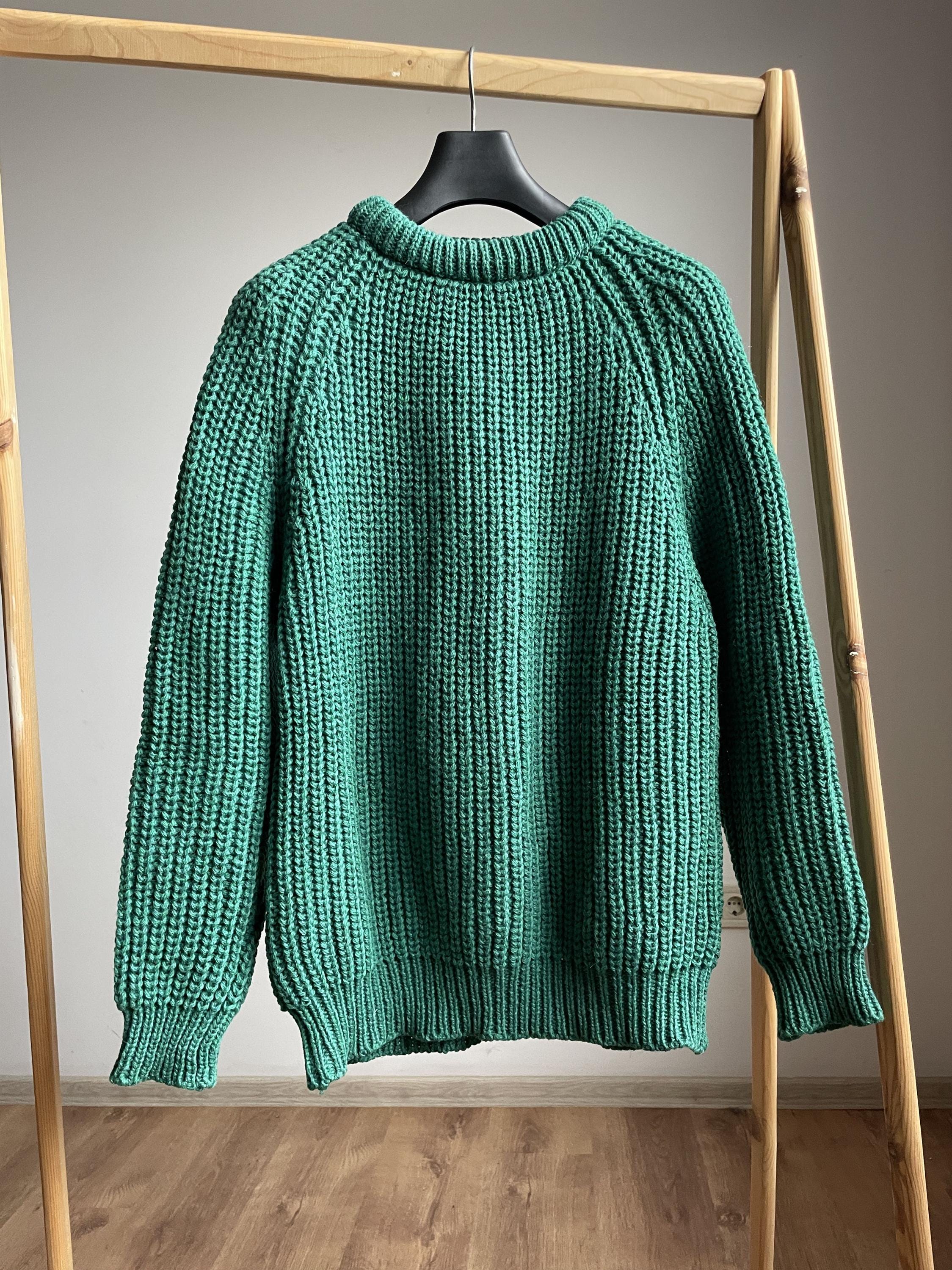 ニット/セーター stein PLEATED KNIT CREW NECK LS/Green The Cornish Woollen Vintage 80's Fisherman Heavy Sweater Size L - Etsy