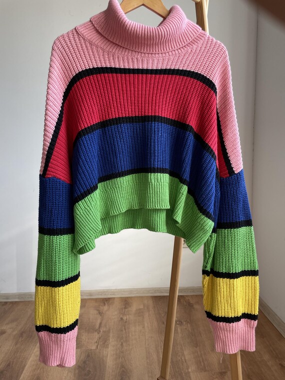 Lazy Oaf Bright Striped Turtleneck Oversized Wome… - image 3