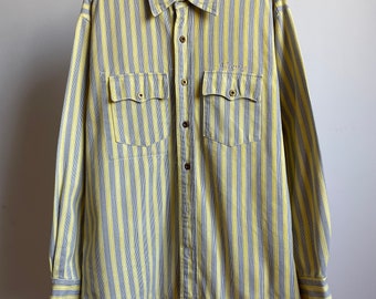El Charro Made in Italy Striped Western Shirt Size L