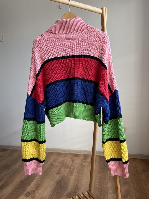 Lazy Oaf Bright Striped Turtleneck Oversized Wome… - image 2