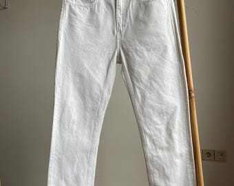 Acne Studios Jones/Optic White Denim recortado Talla 30