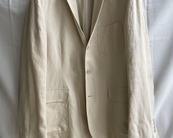 Polo Ralph Lauren Vintage Linen Cream 3 Button Blazer Size UK/US 46R