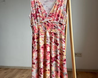 BCBG Max Azria Floral Tank Nylon Midi Decollete Dress Size XS