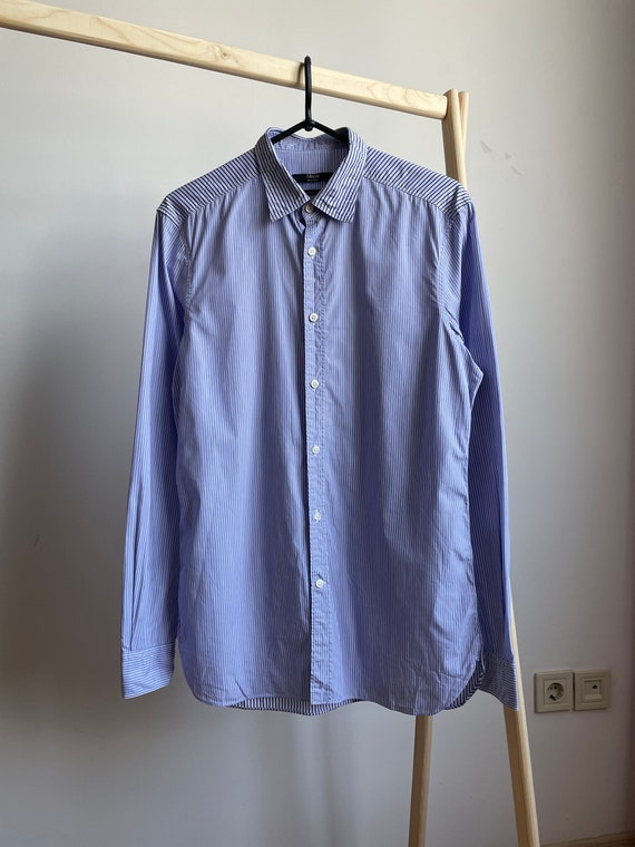 Z Zegna Silver Line Striped Blue Shirt Size 40 - Etsy