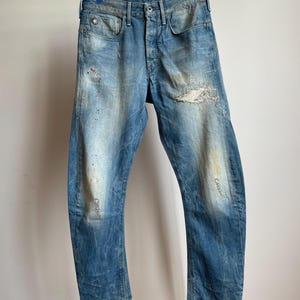 G Star Raw Type C 3D Loose Tapered Distressed Stained Denim Size