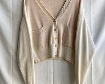 Cárdigan corto de cachemir beige rosado de Chloe, talla M