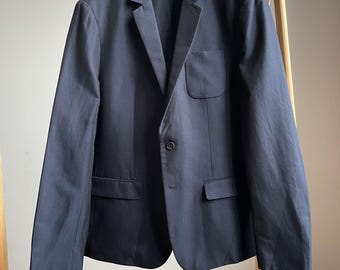 Allsaints Unlined Cotton Navy Javal Blazer Size UK/US 42