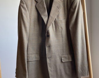 Chester Barrie Savile Row Saksley Pure Cashmere Plaid Blazer Size UK/US 42L