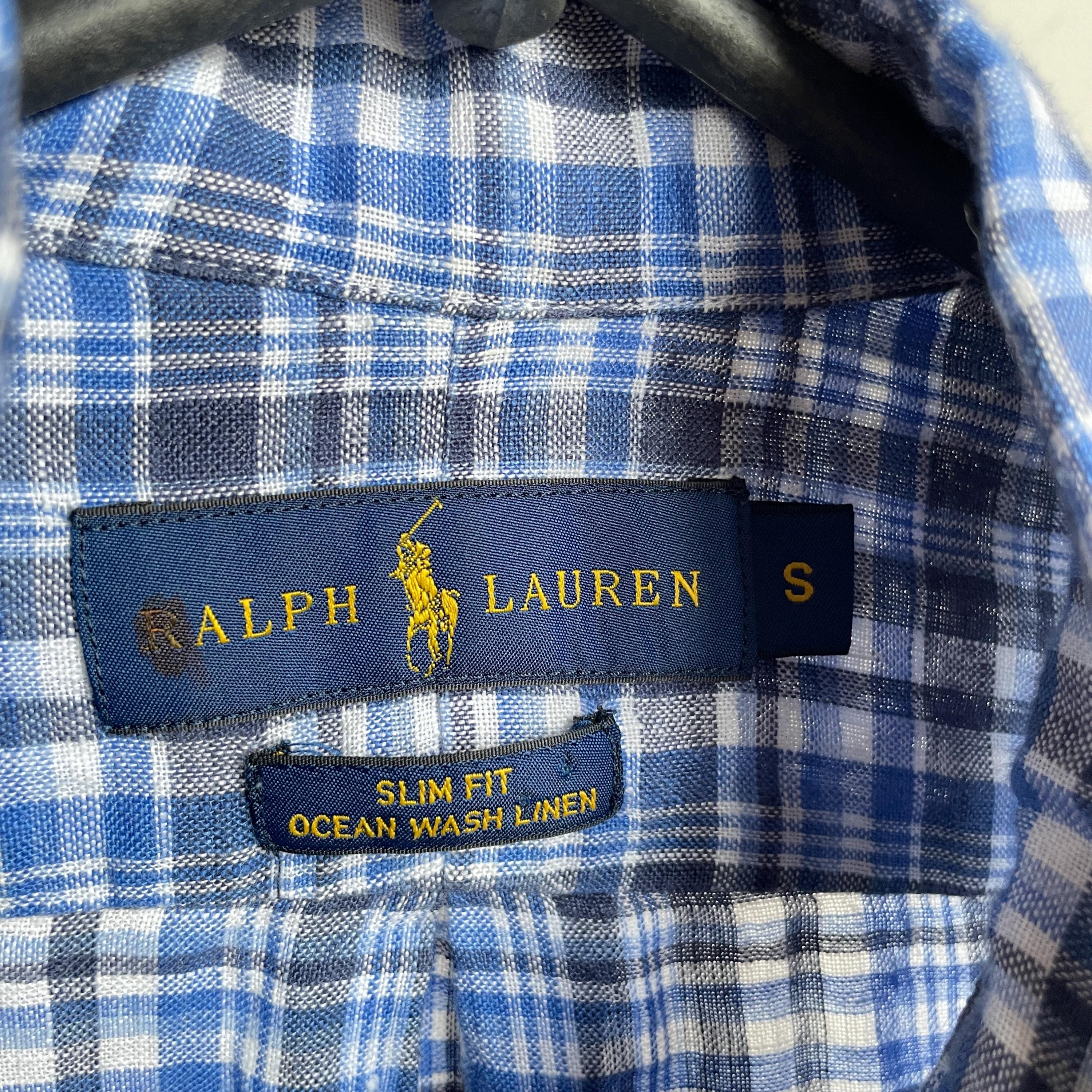 Polo Ralph Lauren Check Slim Fit Ocean Wash Linen Shirt Size S - Etsy