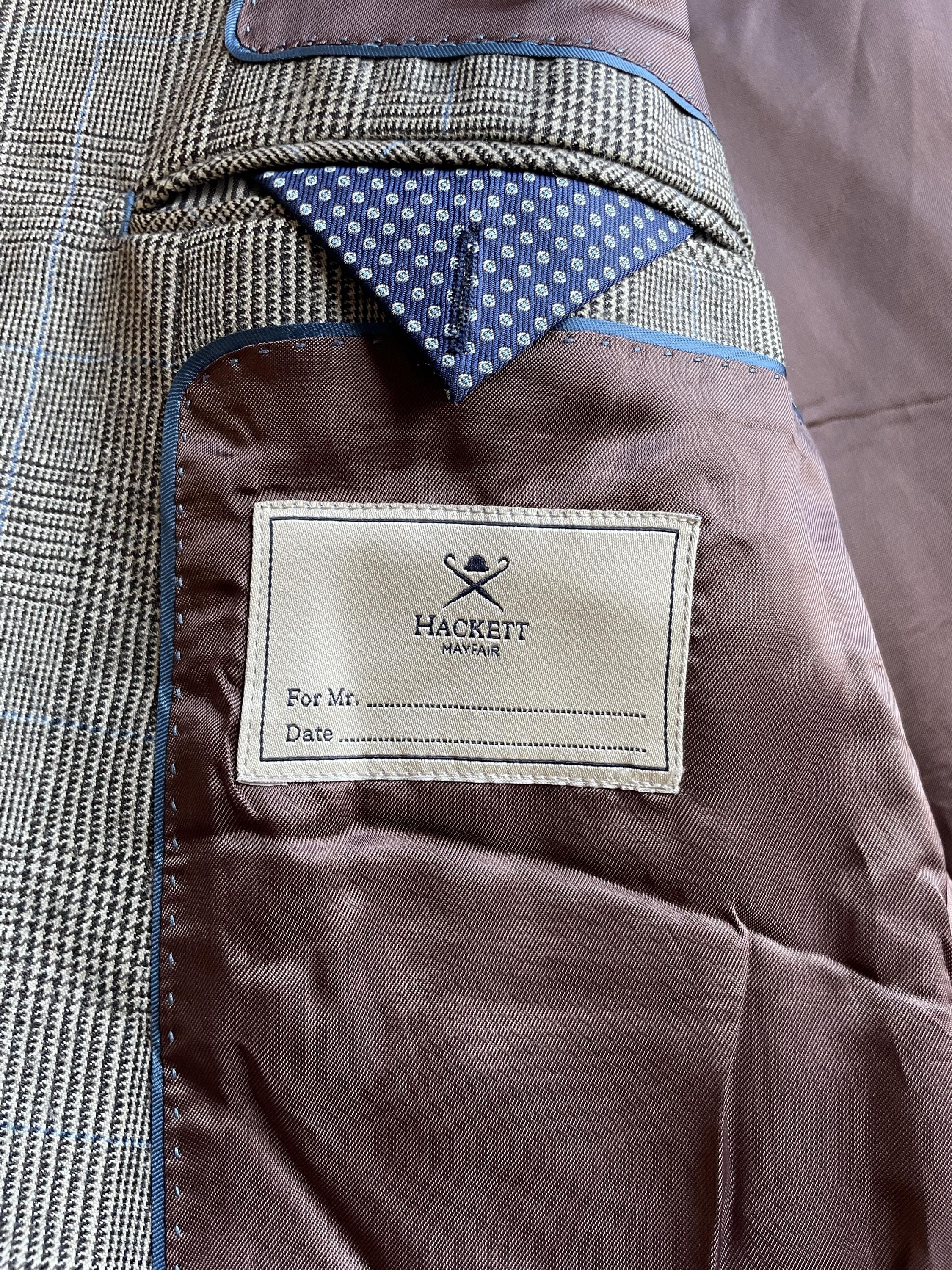 Hackett Mayfair Classic Pow Windowpane Wool Blazer Size UK/US 40R
