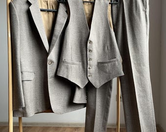 Burton Vintage 60's 70's 3 Piece Tweed Suit Chest Size 40