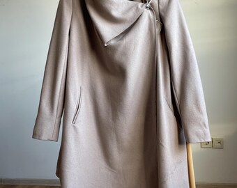 Allsaints City Monument Toggle Buckle Asymmetric Womens Coat Size UK4/US0/EUR32