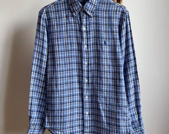 Polo Ralph Lauren Check Slim Fit Ocean Wash Linen Shirt Size S - Etsy