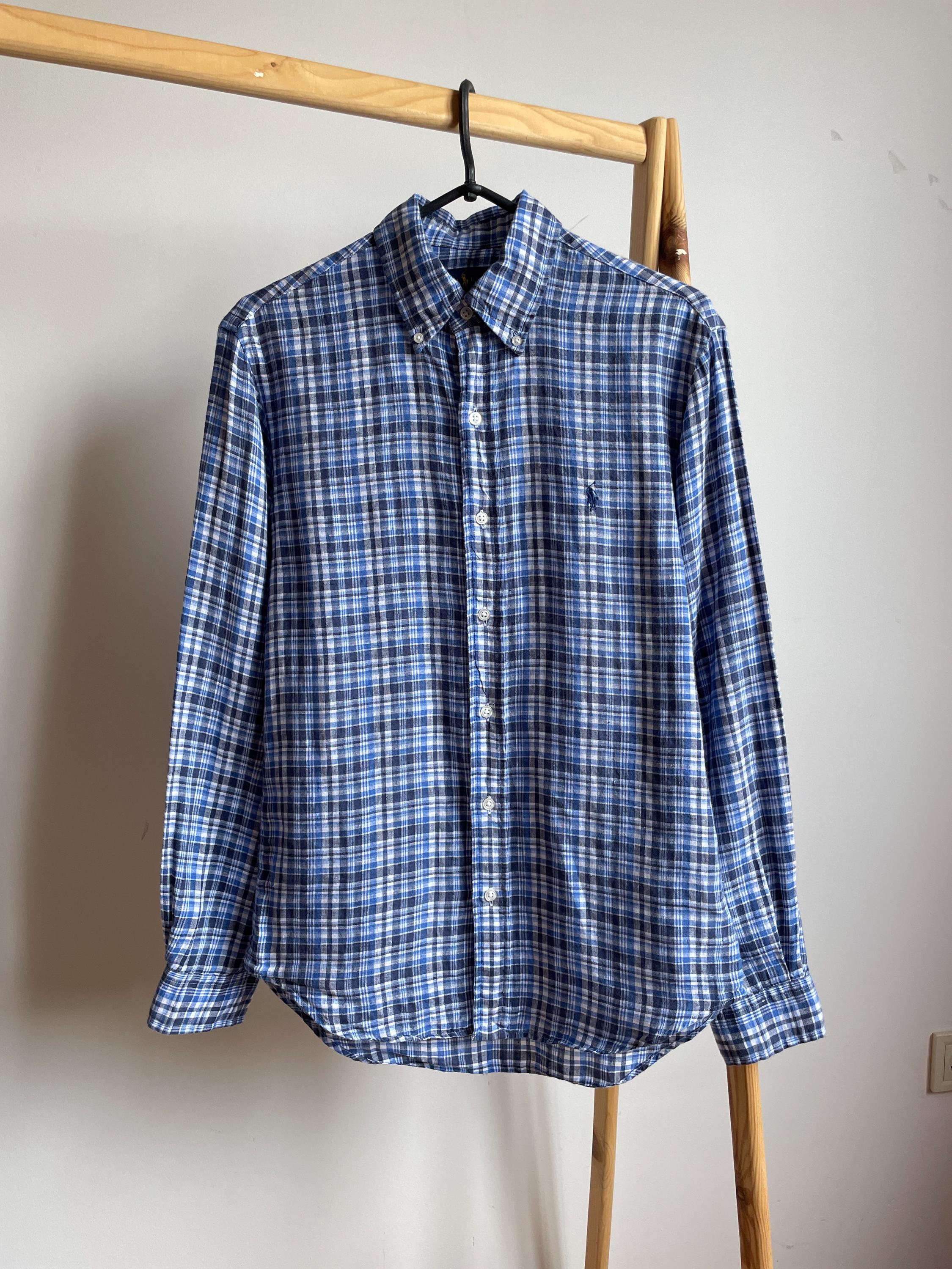 Polo Ralph Lauren Check Slim Fit Ocean Wash Linen Shirt Size S - Etsy