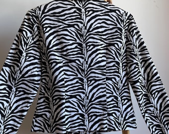 Joseph Ribkoff Vintage 90's Zebra Pattern Womens Jacket Size US 10