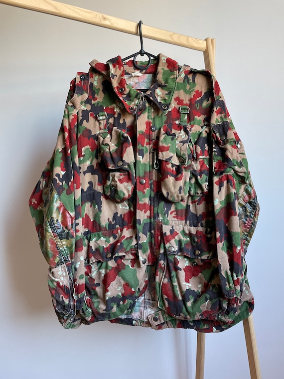 Vintage Swiss Army Alpenflage Camo Military Jacket Mens