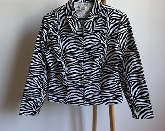 Joseph Ribkoff Vintage 90's Zebra Pattern Womens Jacket Size US 10/ UK 12