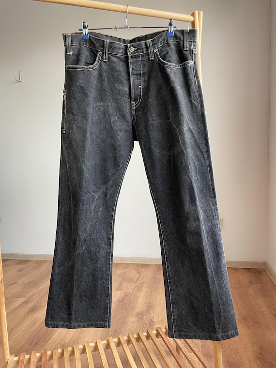Neil Barrett, Neil Barrett Vintage Bootcut Distressed Washed Black Denim Size 38