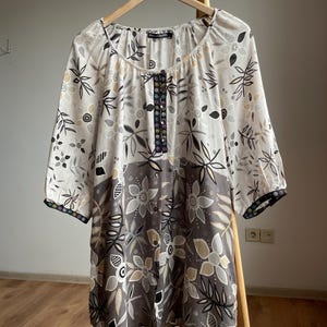 Gudrun Sjoden Viscose Cotton Floral Tunic Dress Size S