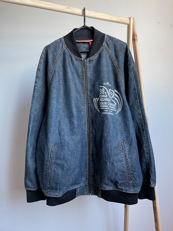 Rocawear Vintage Y2K Denim Bomber Jacket Size XXL - Etsy