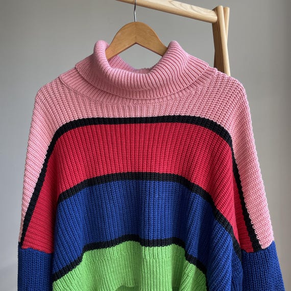 Lazy Oaf Bright Striped Turtleneck Oversized Wome… - image 4