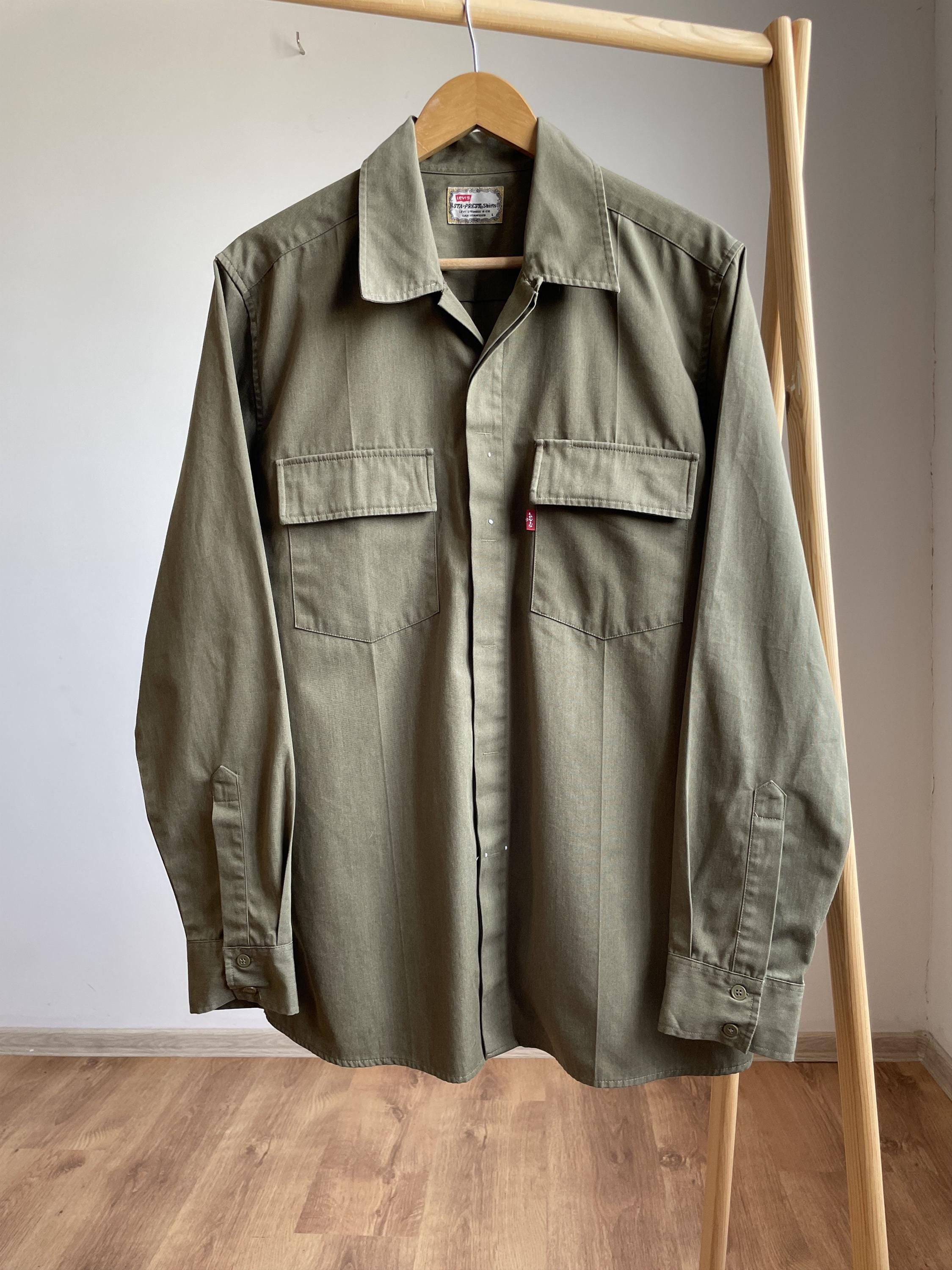 Levi's Sta-prest Vintage Military Camp Collar Shirt Size L - Etsy