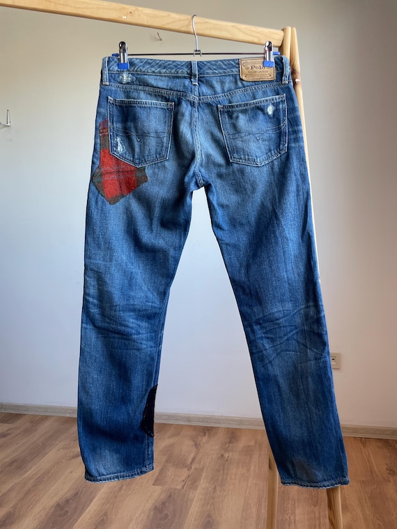 Polo Ralph Lauren Women Astor Boyfriend Sashiko Repair Denim Size