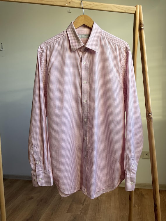Gieves & Hawkes, Gieves & Hawkes Pink Check Dress Shirt Neck Size 16.5 in