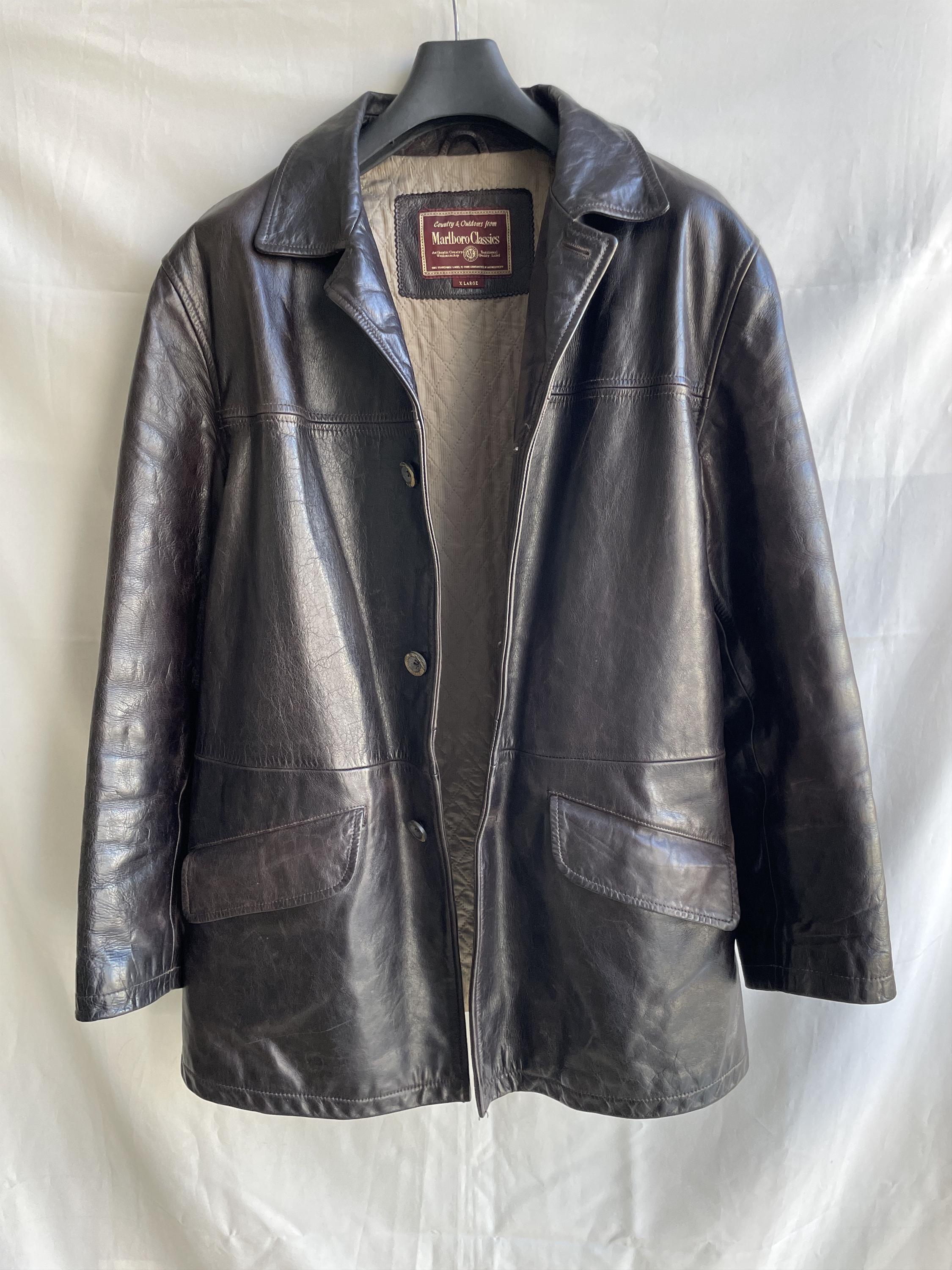 Marlboro Classics Vintage Leather Cow Skin Dark Brown Coat - Etsy