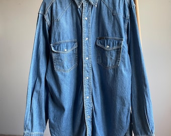 Wrangler Vintage 90&#39;s Denim Western Shirt Size L