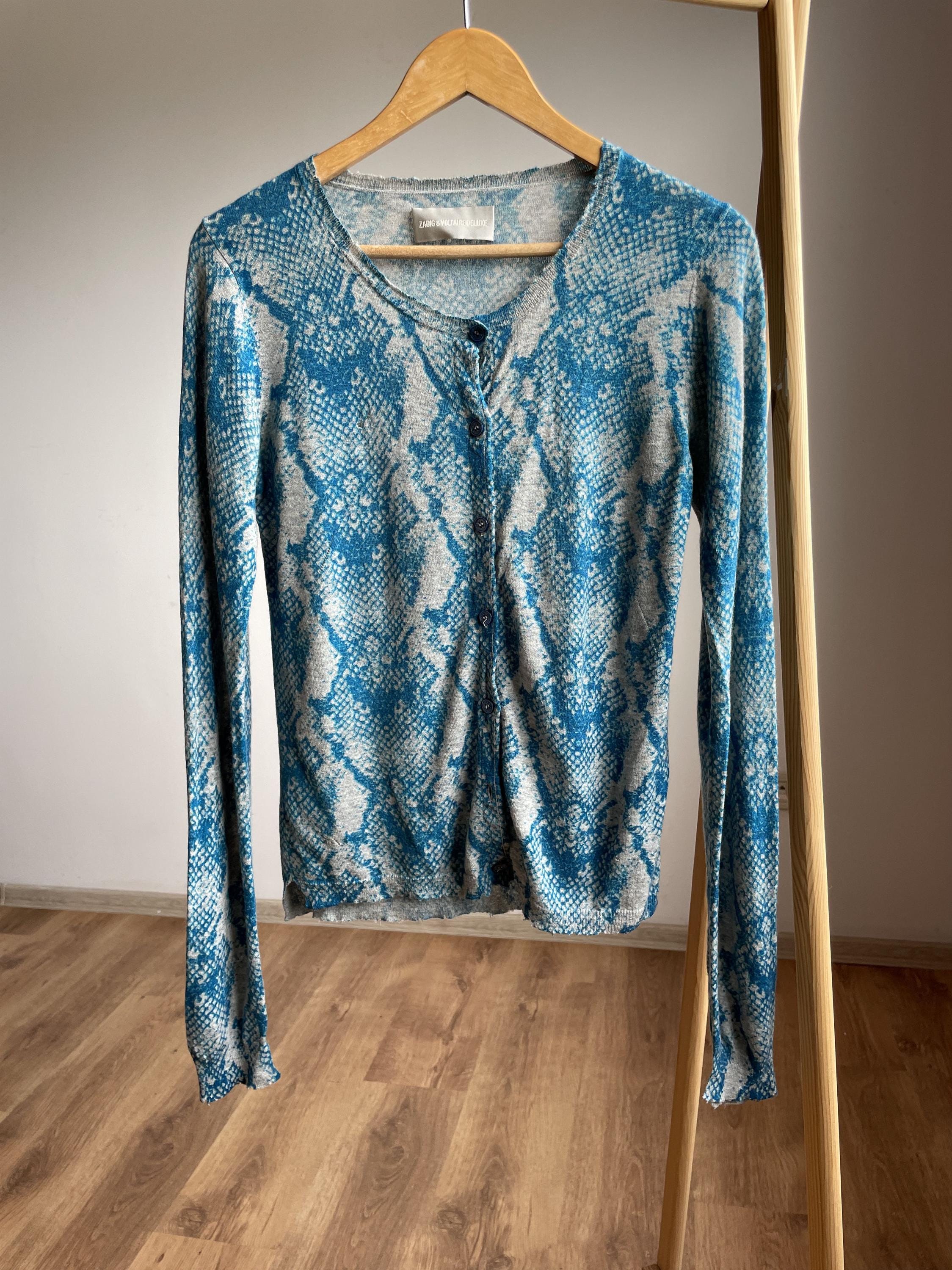 ★極美品★近年／LEONARD★人気アーカイブ柄カットソー★1(38〜40) Zadig & Voltaire Deluxe Womens Ninon Print Cashmere Cardigan Size