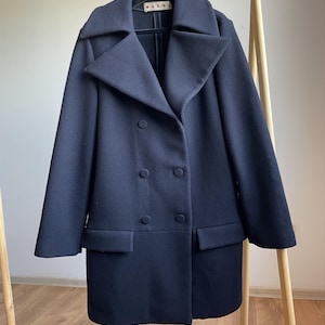 Marni Womens Double Breasted Wool Overcoat Size IT 44