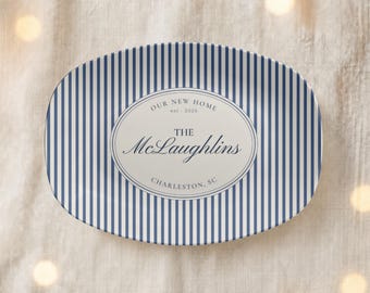 Personalized Housewarming Gift for Couple Custom Family Name Serving Platter Hostess Gift Unbreakable New Home Gift Kitchen Decor