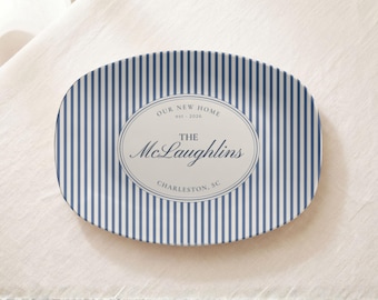 Personalized Housewarming Gift for Couple Custom Family Name Serving Platter Hostess Gift Unbreakable New Home Gift Kitchen Decor