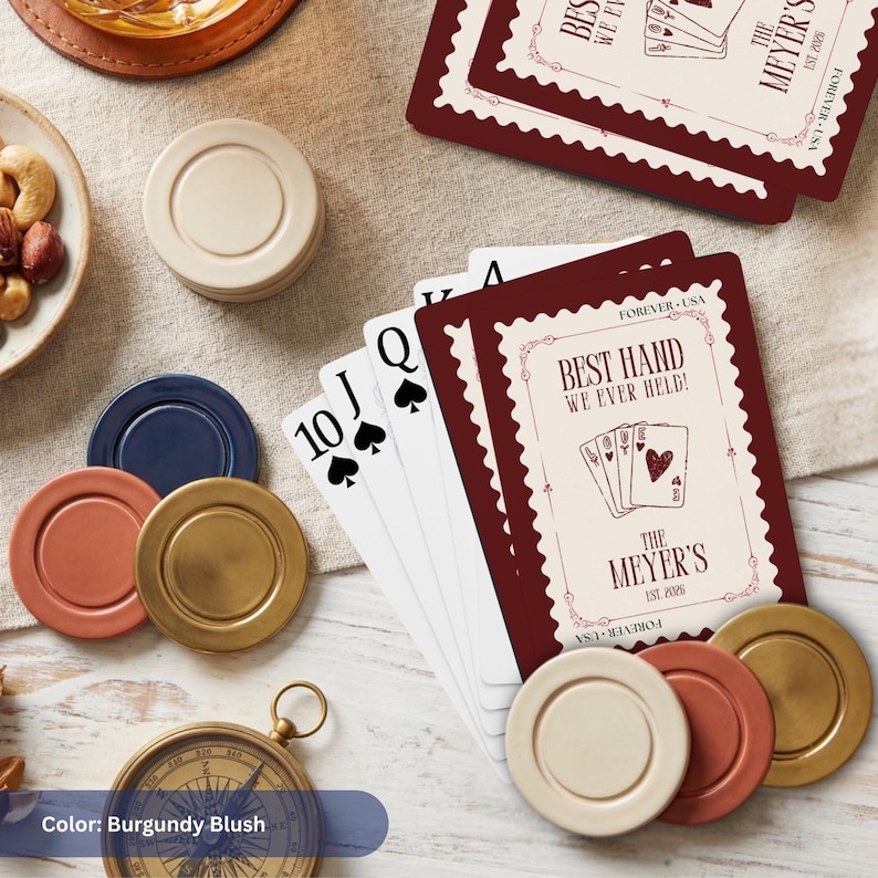 Customized Names Design Personalized Playing Cards Wedding Date Feature Premium Quality Deck Standard Size Cards Elegant Acrylic Box Complete Card Collection Special Keepsake Item Unique Gift Idea Perfect Wedding Favor Memorable Anniversary
