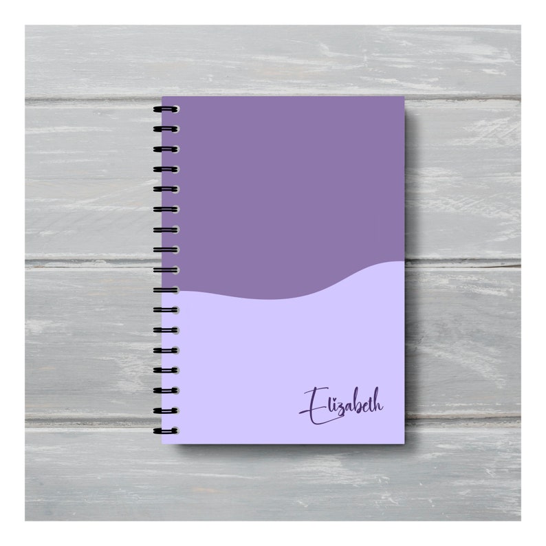 Custom Color Block A5 Spiral Notebook With Name 6x8 Personalized ...