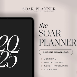 2025 Digitaler Planer für Goodnotes Notability iPad & Tablet | Ästhetik Planer | Moderner Planer | Vertikal | Sonntag | Datiert | Schweben Kalender