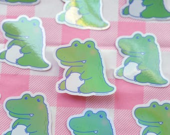 Alan the Alligator Die Cut Sticker | Waterproof | Holographic