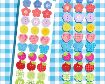 Cute as a Button Sticker Sheet | Deco Stickers | Journaling | Stationery | Cute