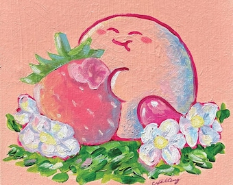 Impresión artística/original de Kirby con pajita