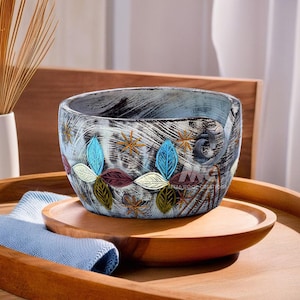 Multicolor Carved Wooden Yarn Bowls | Handmade Knitting Organizer | Gift for Crafters | Colorful and Crochet Accessories | Yarn Holder