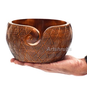Handmade Haldu Wood Yarn Bowl | Yarn Storage for Knitters and Crafters |  Yarn Holder for Tangle-Free Knitting | Yarn Tools and Supplies