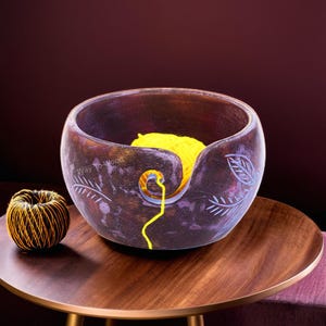 Yarn Bowl - Hand-Carved Wooden Yarn Holder for Knitting & Crochet - Perfect Gift for Yarn Lovers -Wooden  Yarn Bowl for Easy Yarn Management
