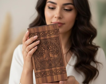 Handgefertigte Holzurne | Baum des Lebens Gedenkbox