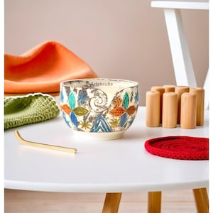 Handmade Leaf Carved Wood Yarn Bowl | Artisan Craft | Tangle-Free Yarn Holder for Knitters And Crocheters | Rude Knitting & Crochet Supplies