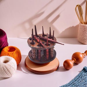 Rosewood Crochet Hooks & Holder Set | Handmade Craft Tool for Knitting And Crochet | Various Sizes Ergonomic Hook | Sewing Supplies Storage