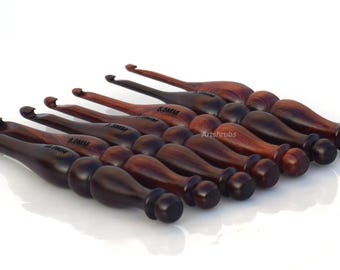 Handmade Rosewood Crochet Hook Set: Ergonomic Crochet Tools