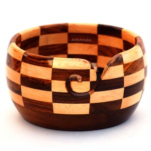 Rosewood & Beachwood Mix Wooden Yarn Bowl | Knitting Accessory | Perfect Gift for Knitters and Crocheters | Yarn Holder | Craft Supplies