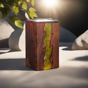 Palisander Gelb Epoxidharz handgefertigt Premium Asche Urne für männlich / weiblich | Urne für Erwachsene | Haustier-Urne | Urne | Erinnerungsbox | Holzurne
